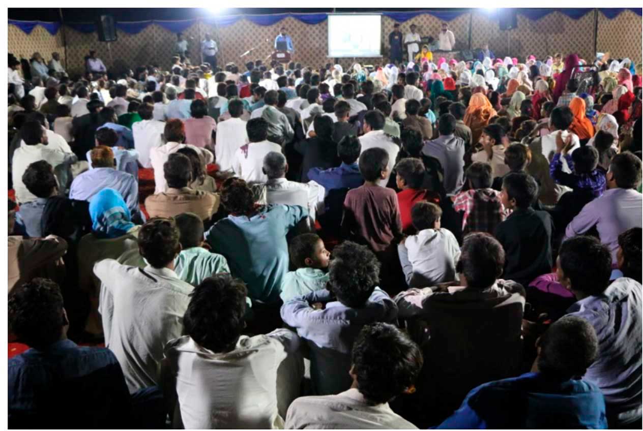Preaching via Skype in Pakistan  (Photo by Rizwan Fazal)